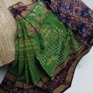 Green-Purple Tajmahal design sambalpuri cotton  Saree