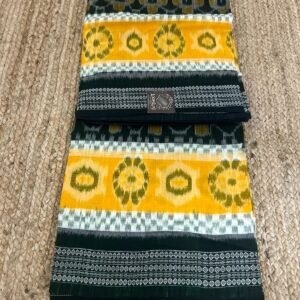 Yellow Green combination Tribal design Hand Woven sambalpuri cotton saree